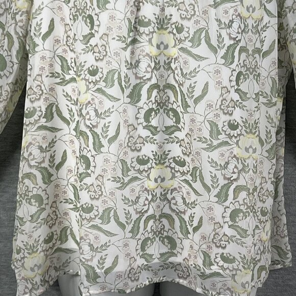 Rose Beverly NWT Womens XL Chiffon Lace Yoke Floral Lined Blouse Smocked Cuffs - Picture 12 of 15